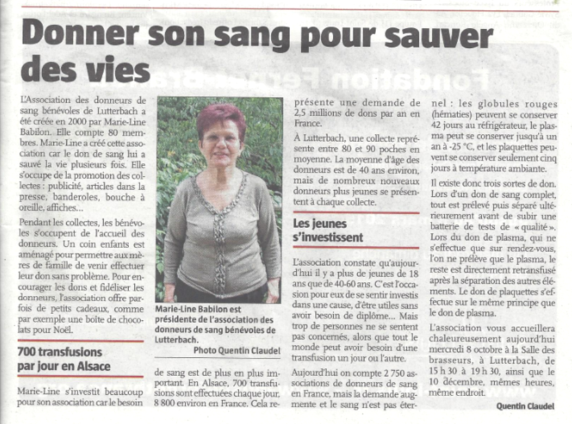 Article M-Line don du sang 08.08.2014